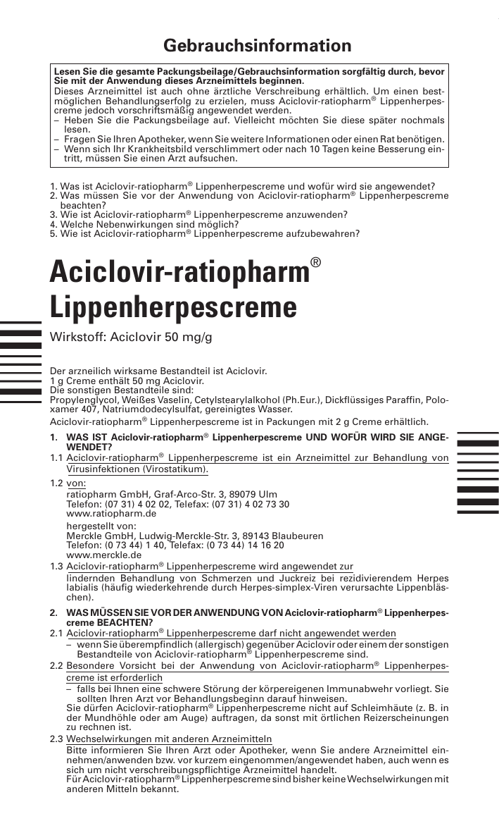 aciclovir 400 tabletten packungsbeilage Aciclovir 400 Tabletten Packungsbeilage