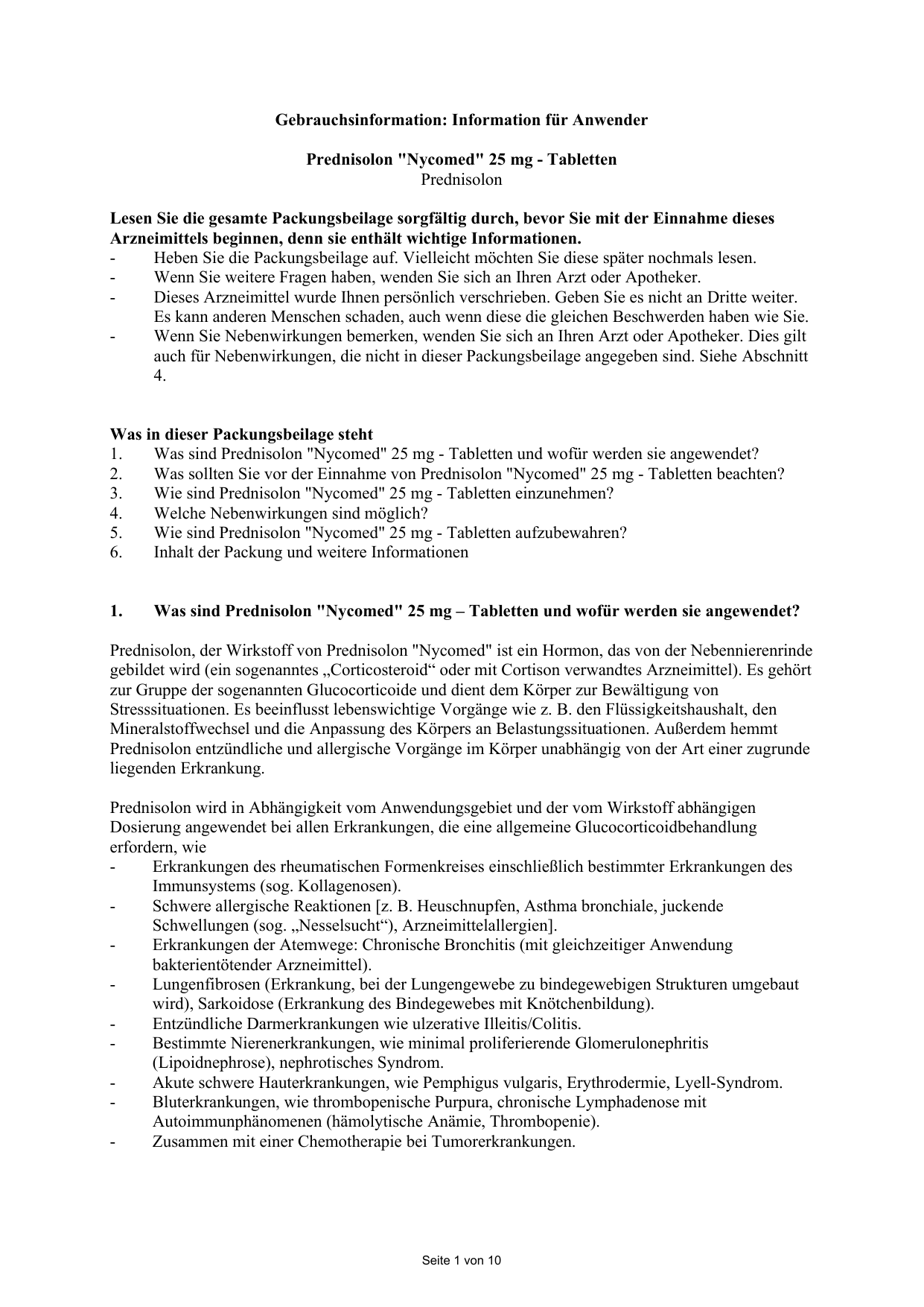Prednisolon Nycomed Tabletten