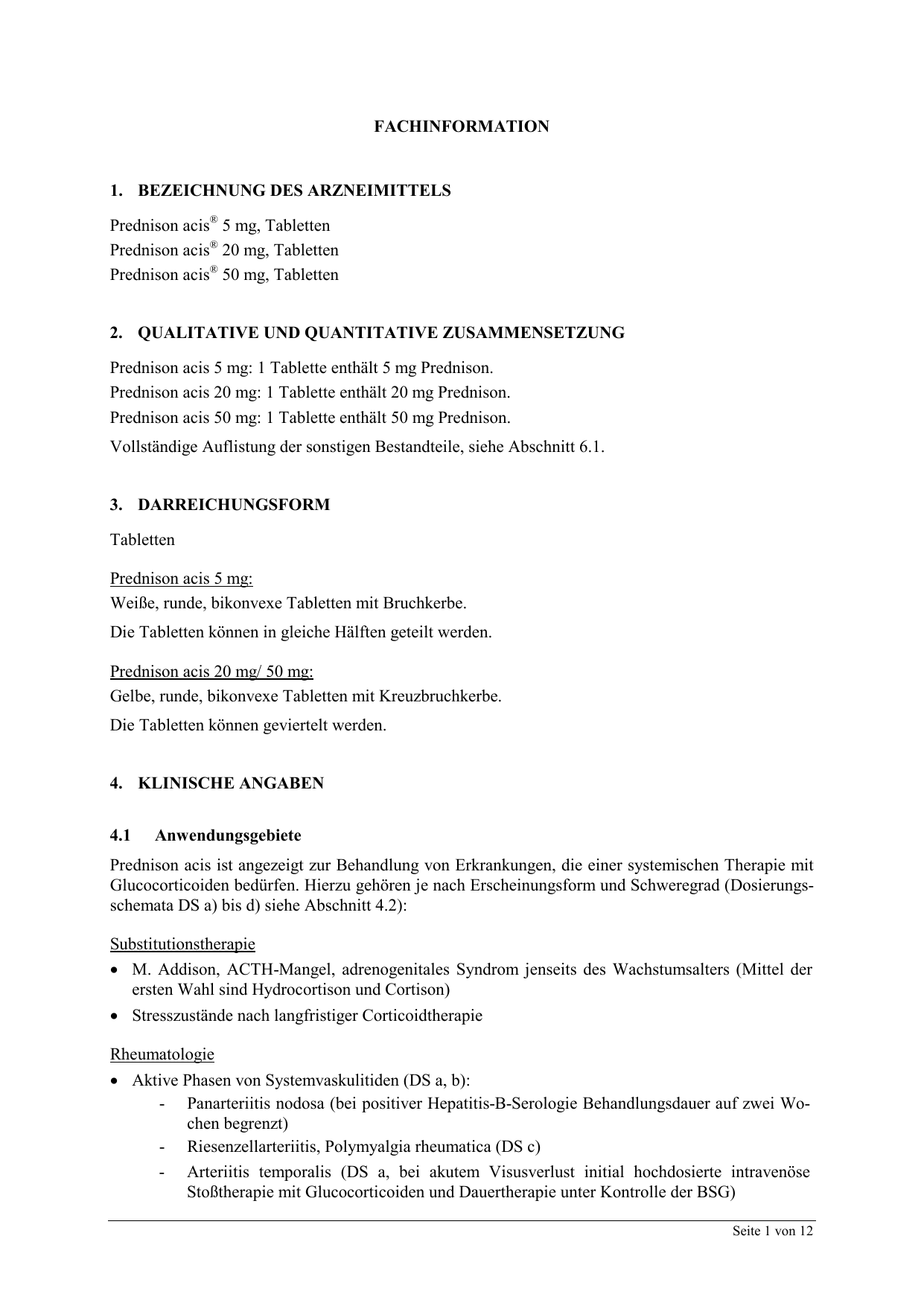Prednisolon acis 50 mg preis