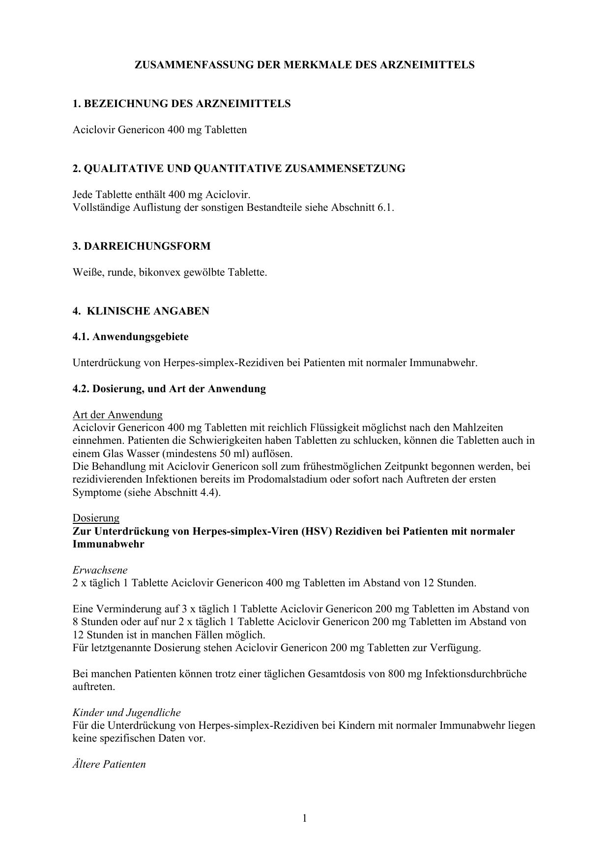 Aciclovir Genericon Tabletten Aciclovir genericon tabletten