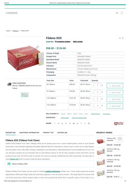 Fildena fruit chew 100mg