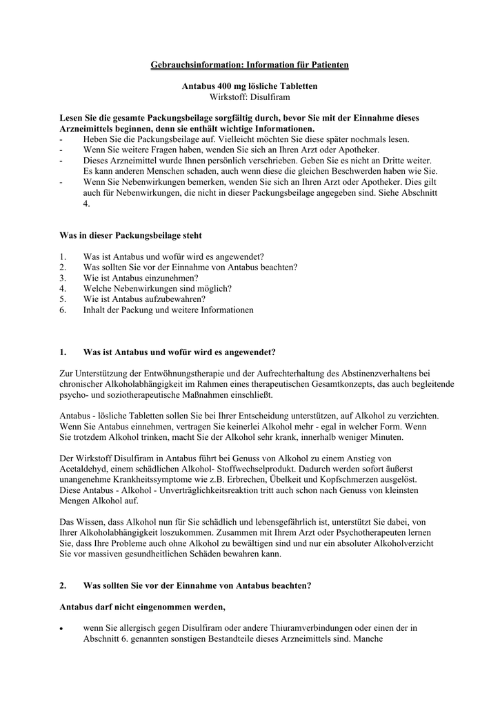 Disulfiram Tabletten