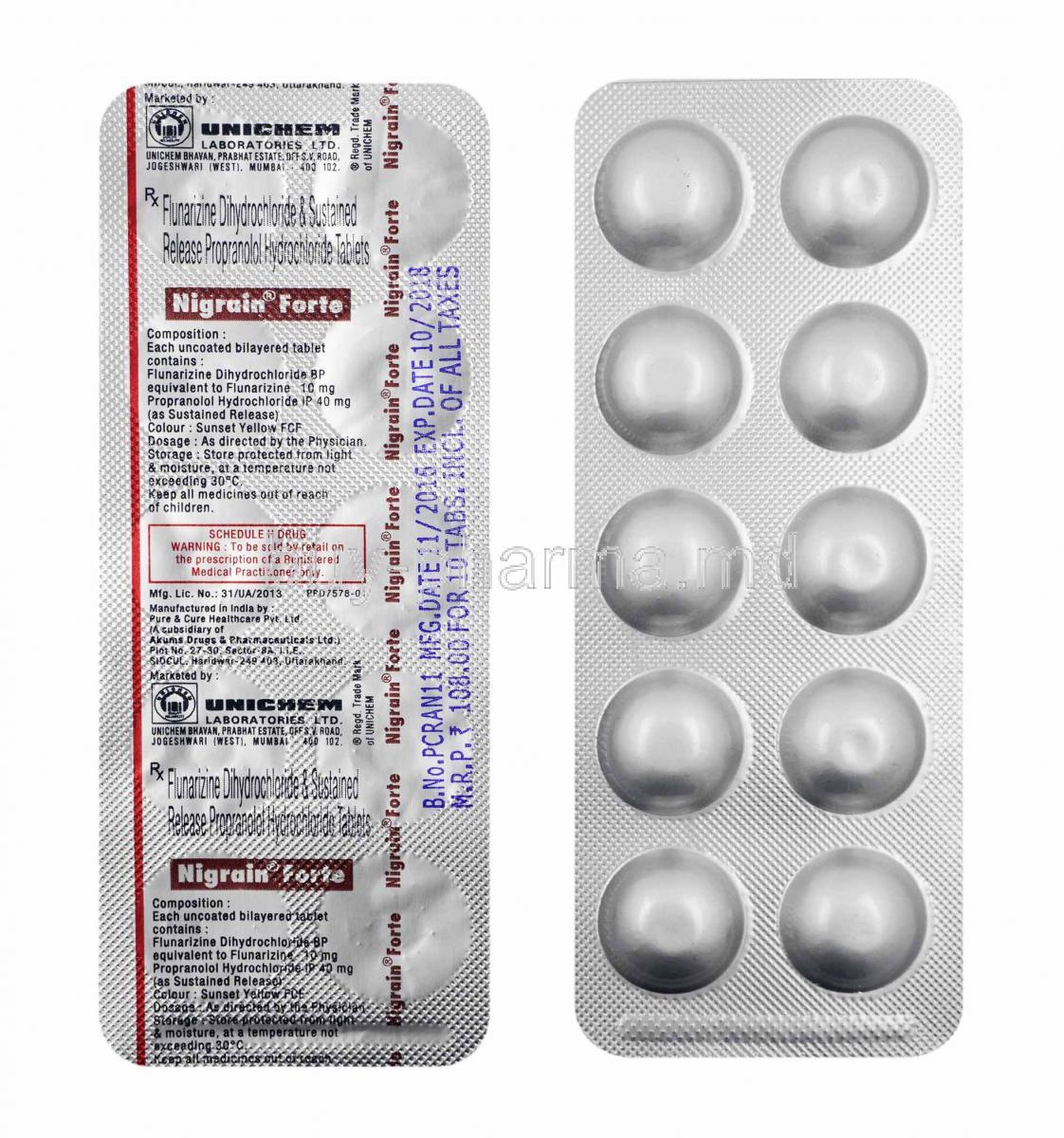 Propranolol 40 mgflunarizin 10 mg
