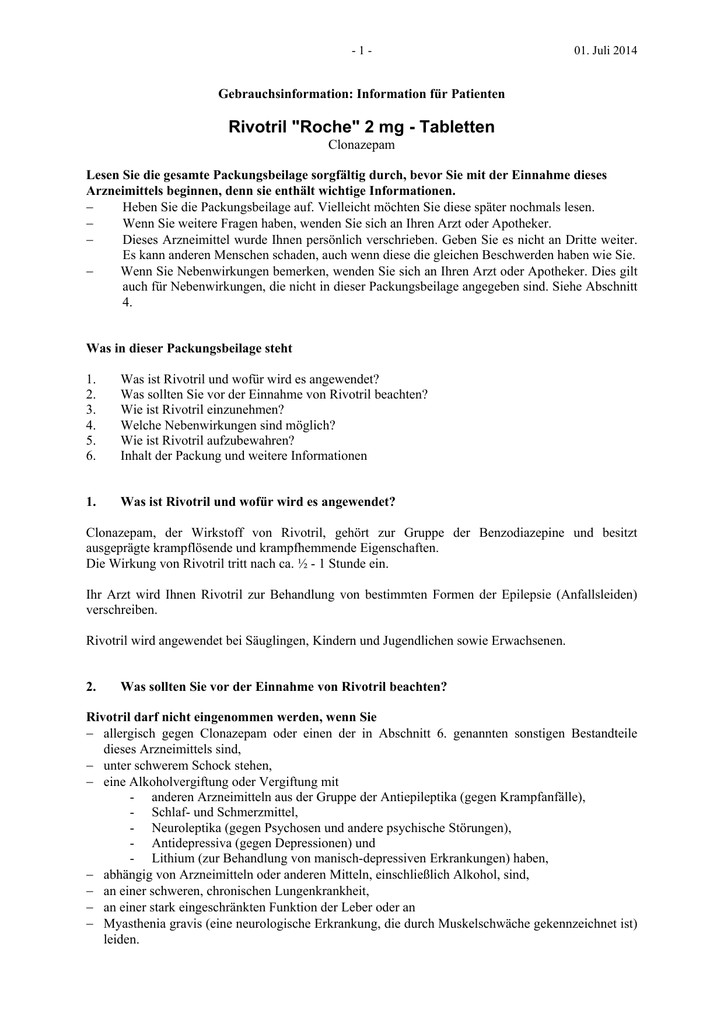 Rivotril tabletten